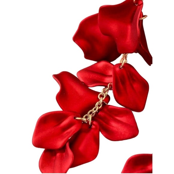 Red Earrings Dangle Drop Holiday Christmas Earrings Prom Jewelry Earrings - Picture 7 of 7